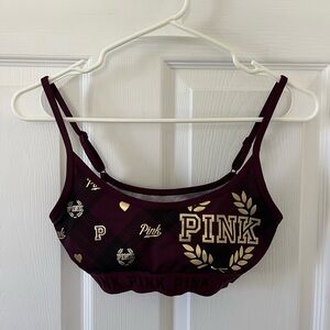 PINK Victoria's Secret Burgundy Plaid Sports Bra